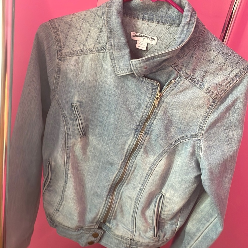 Denim Jean Jacket Cross over zipper